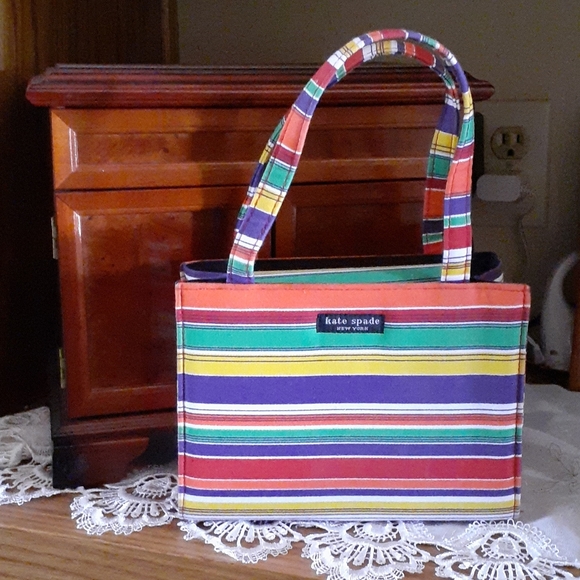 🆕️*NWOT* KATE SPADE FUN BRIGHT COLORS STRIPED BAG - Picture 1 of 8